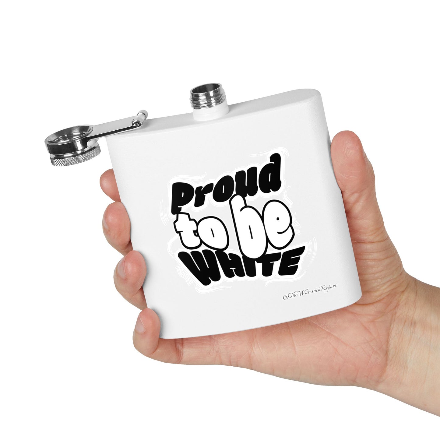 proud to be white stainless steel flask