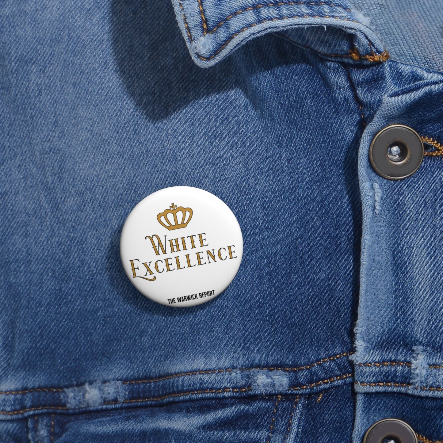 White Excellence Pin Button