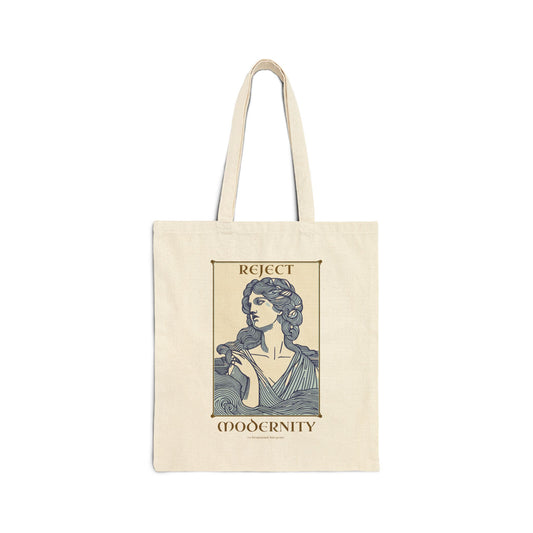 reject modernity cotton tote bag