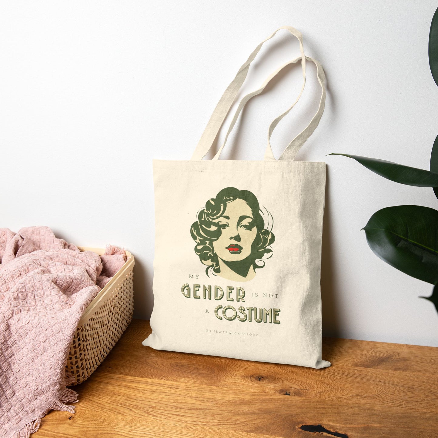 my gender is not a costume lipstick cotton tote bag
