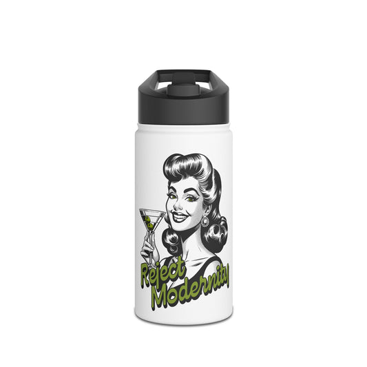 reject modernity martini stainless steel water bottle