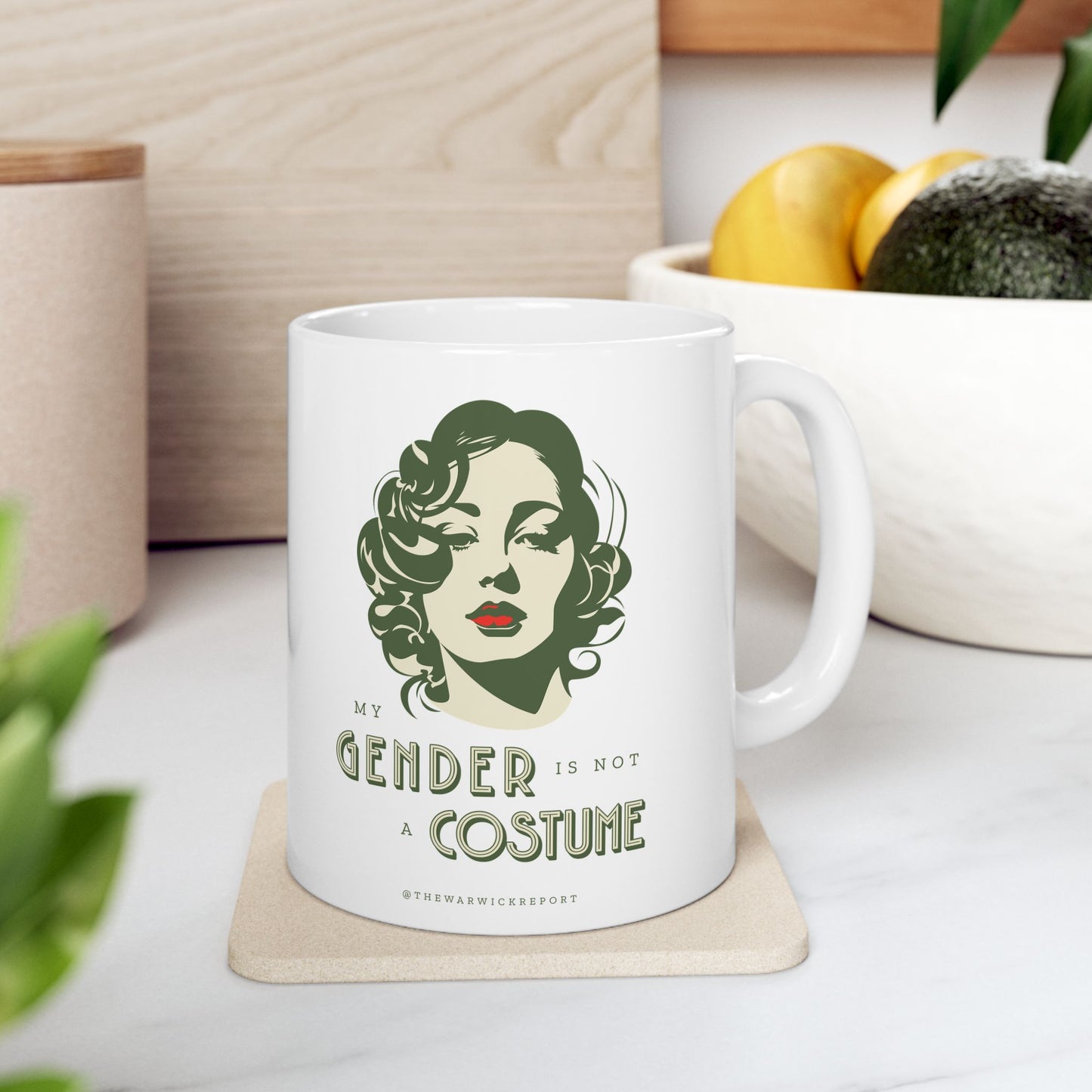 my gender is not a costume lipstick mug