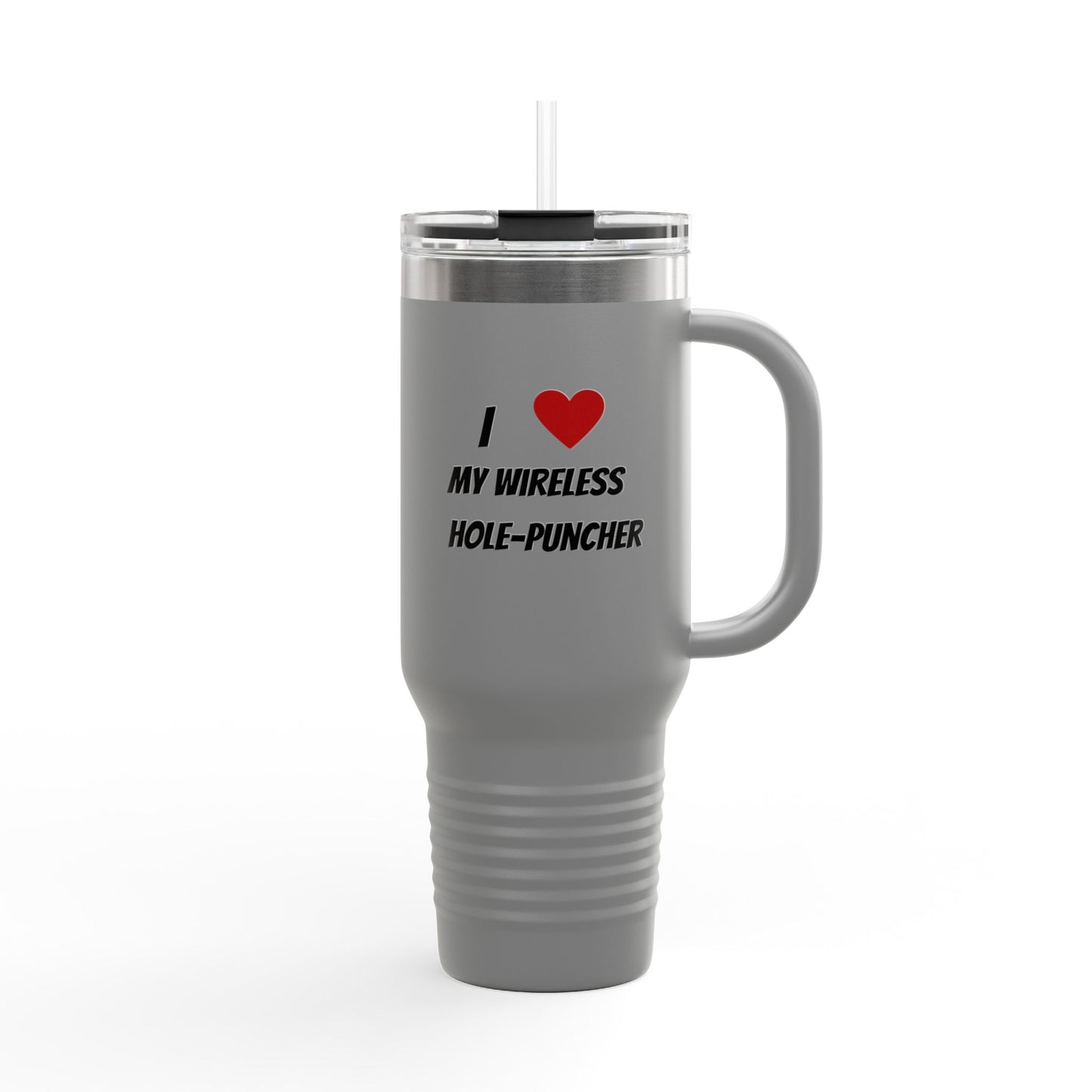 Wireless hole puncher insulated travel mug