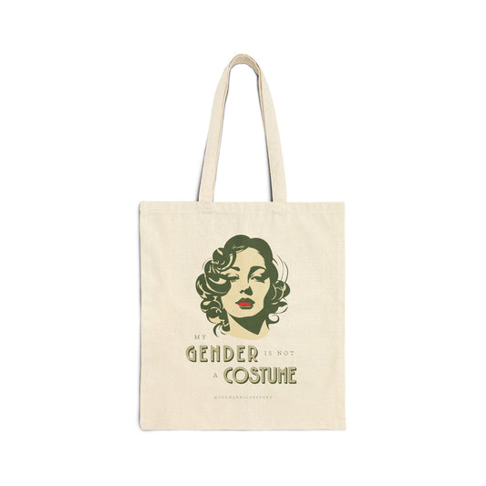 my gender is not a costume lipstick cotton tote bag
