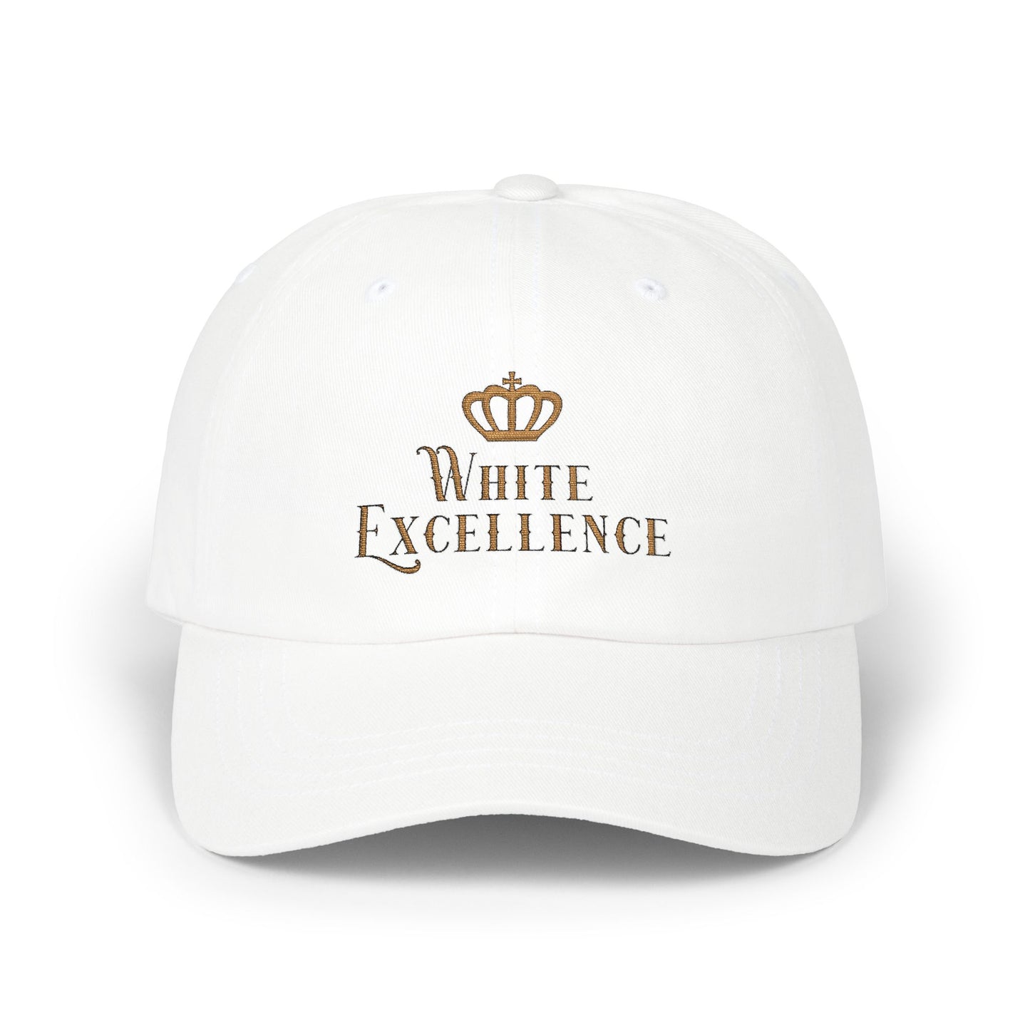 White Excellence Embroidered Baseball Cap