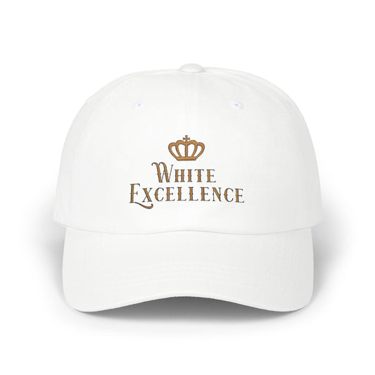 White Excellence Embroidered Baseball Cap
