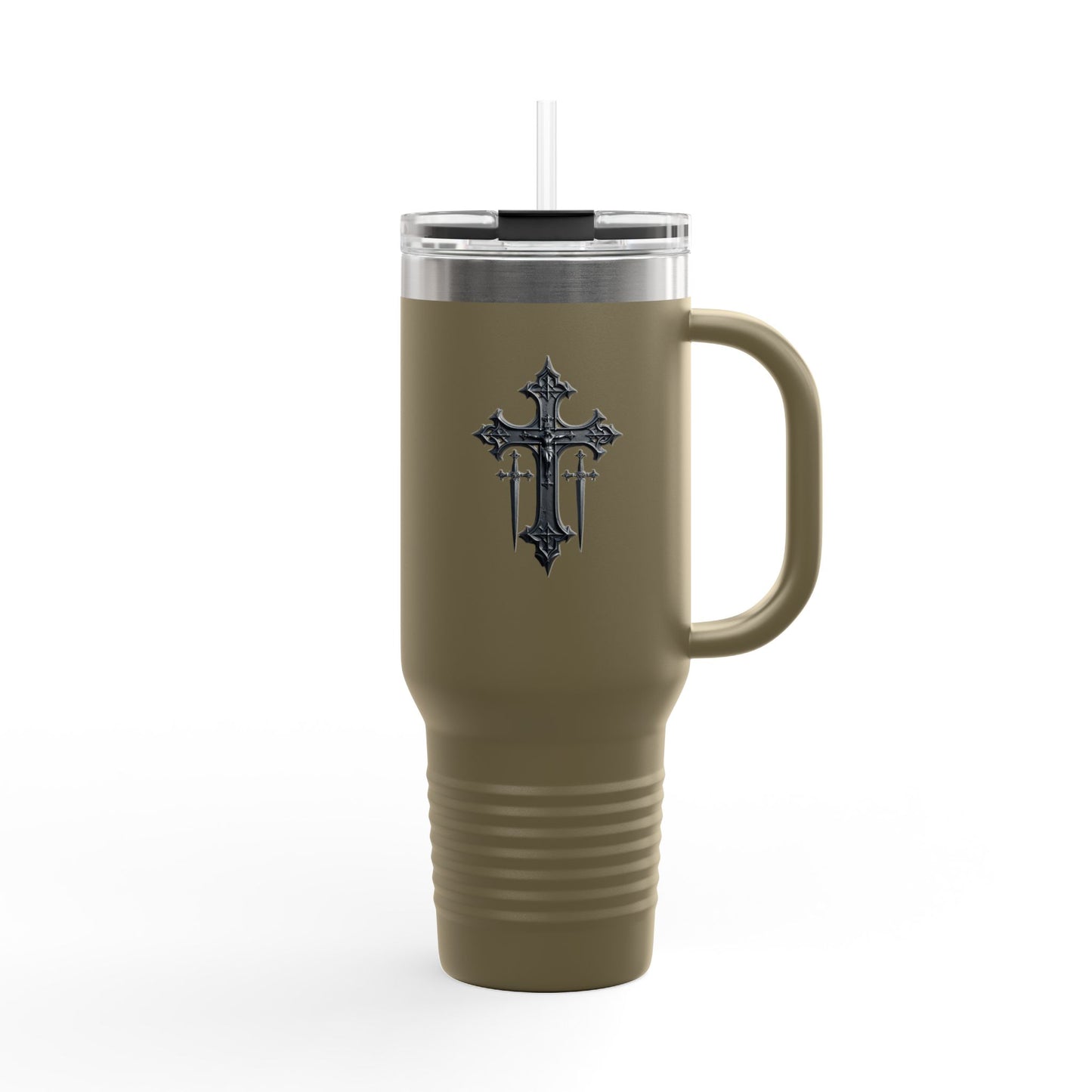 Cross and swords insulated travel mug