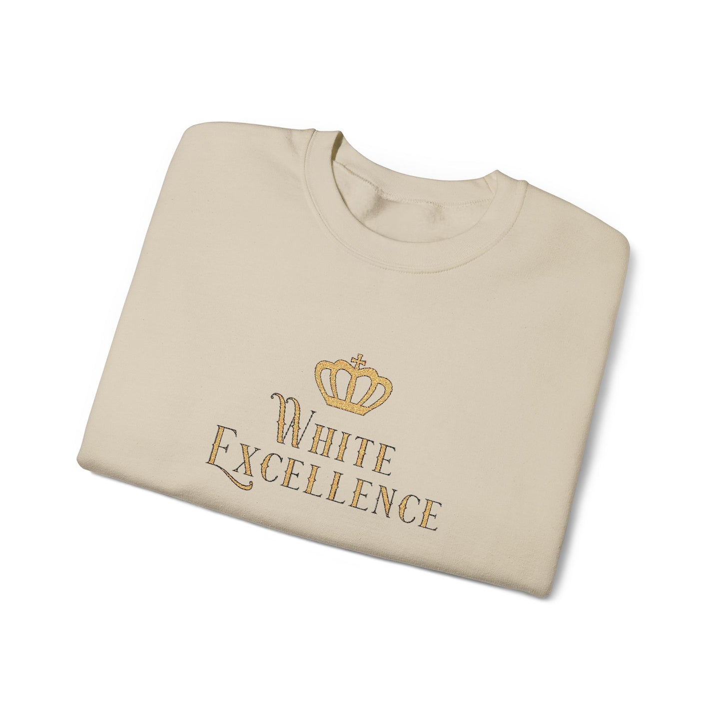 White Excellence Embroidered Crewneck