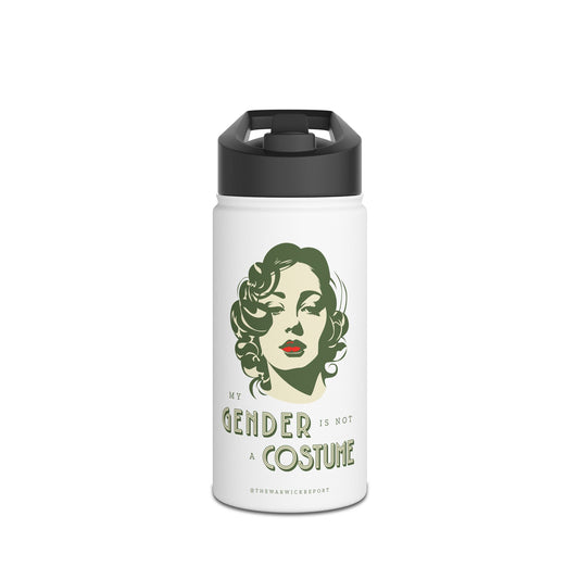 my gender is not a costume lipstick stainless steel water bottle