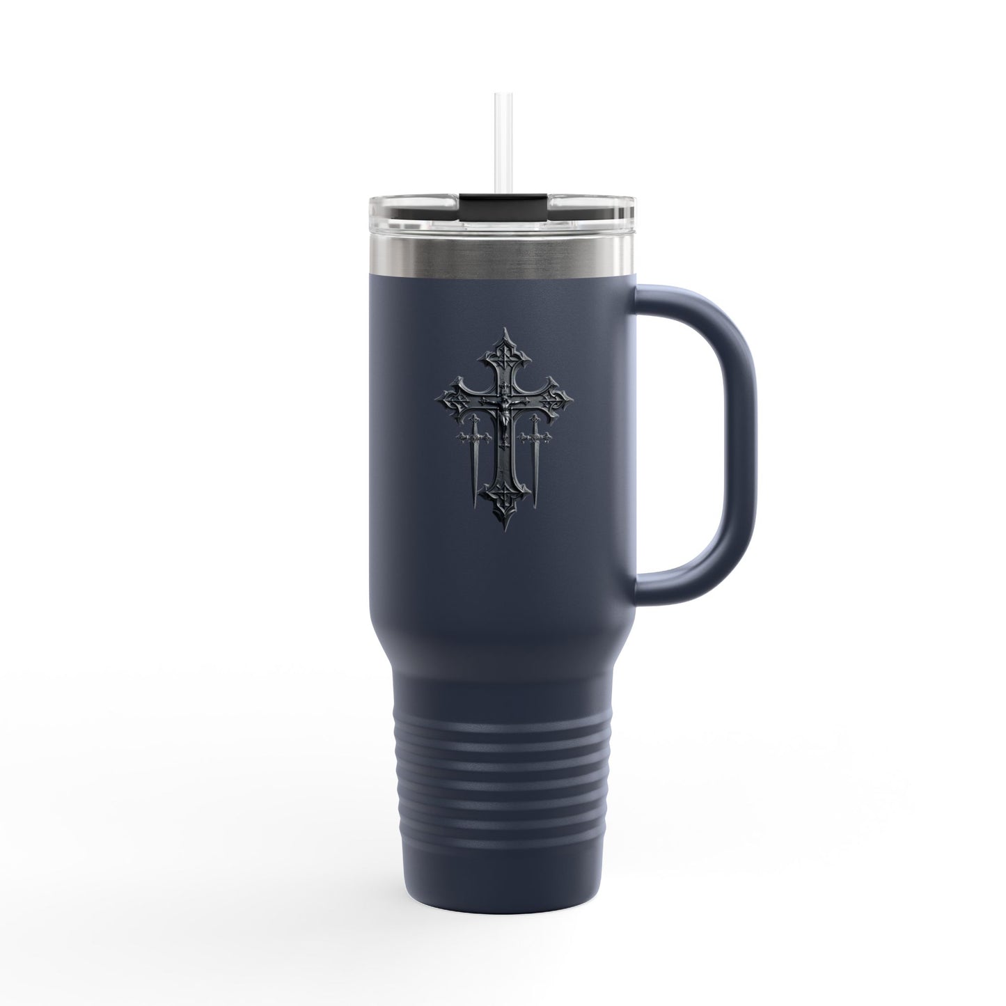 Cross and swords insulated travel mug