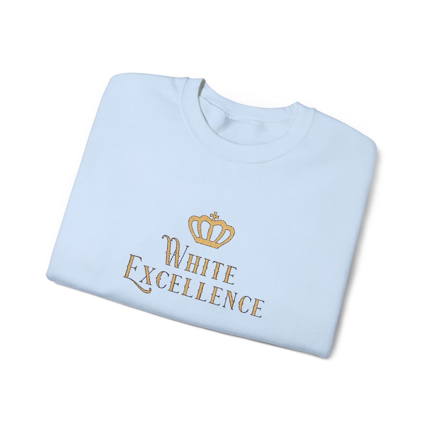 White Excellence Embroidered Crewneck
