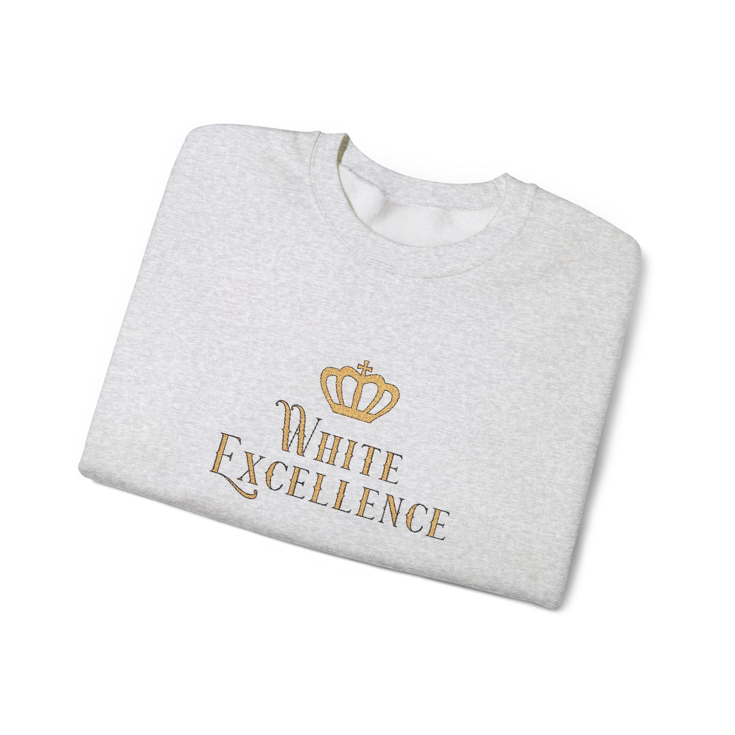 White Excellence Embroidered Crewneck
