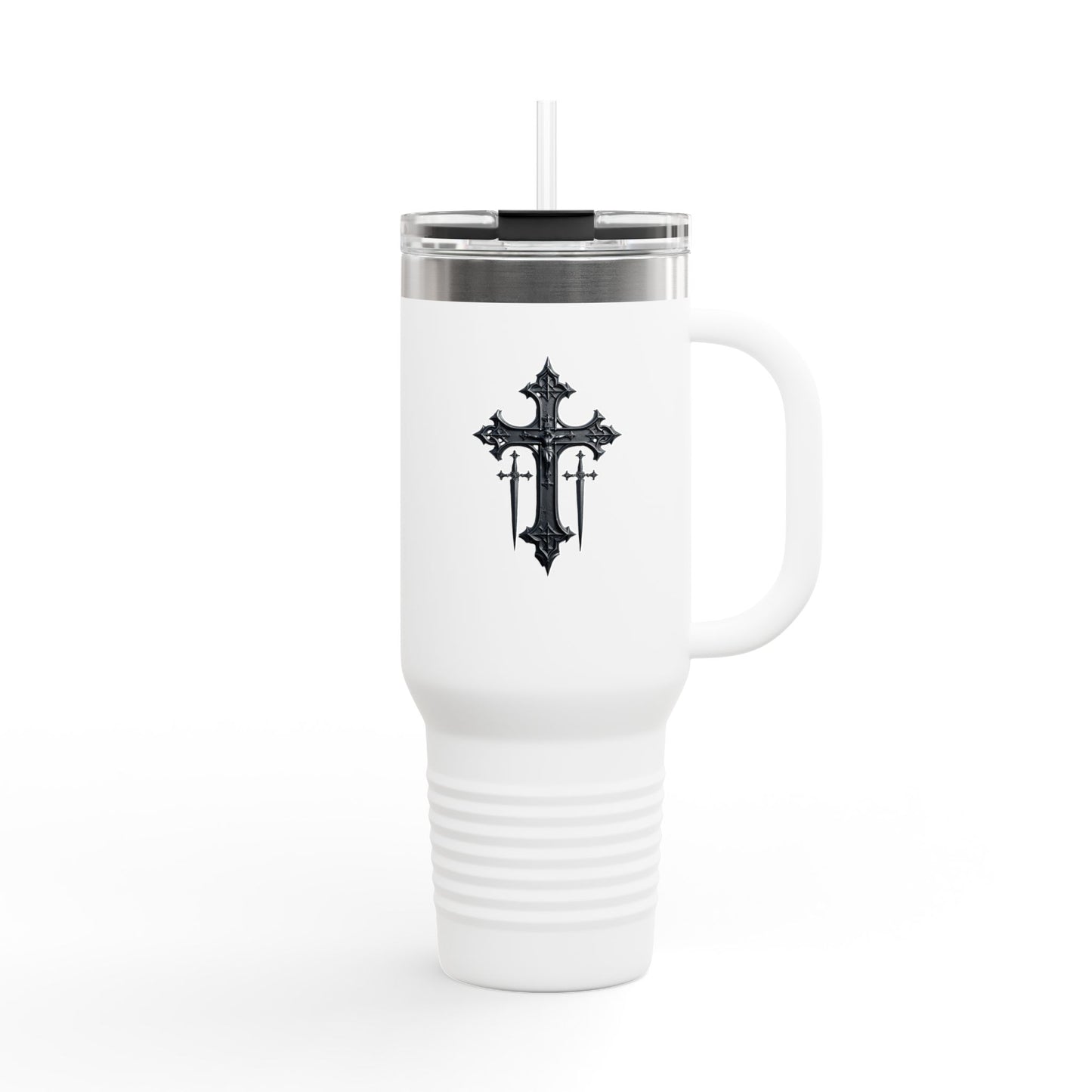 Cross and swords insulated travel mug