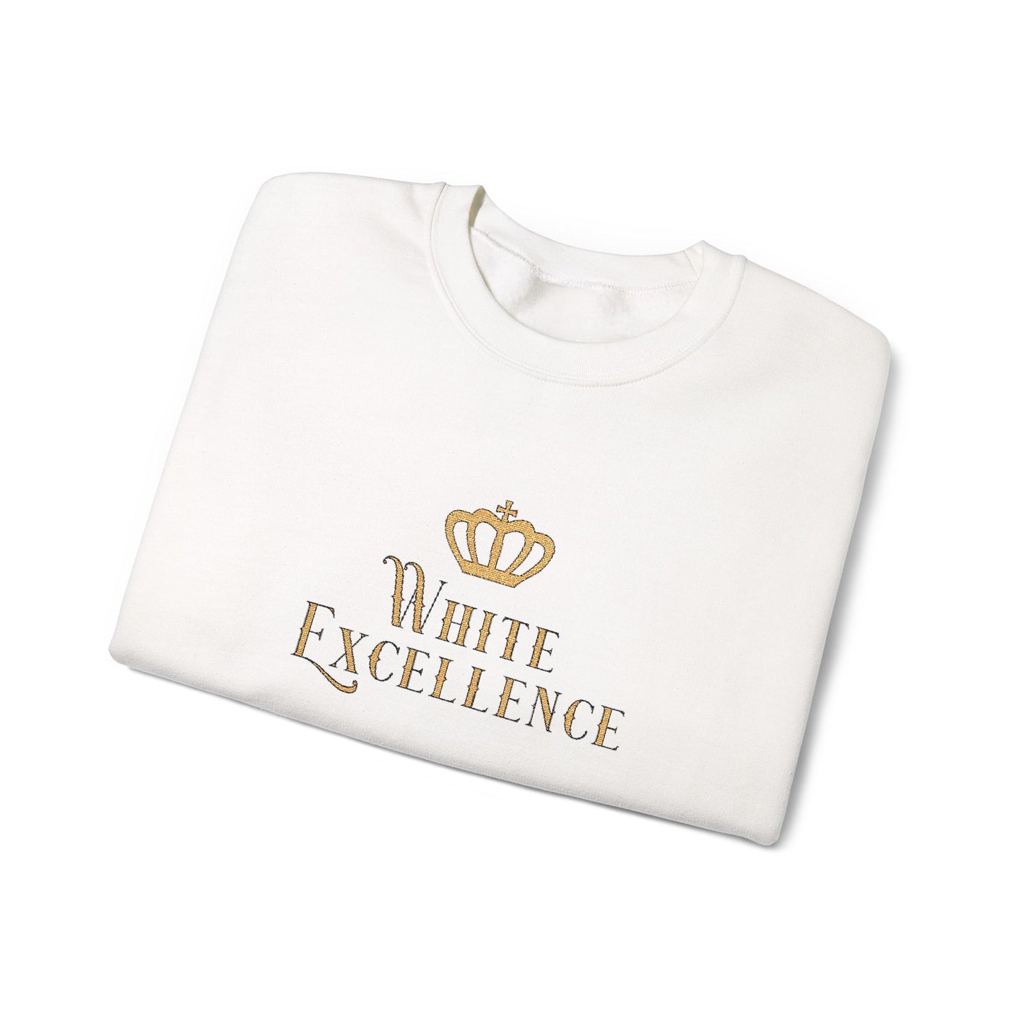 White Excellence Embroidered Crewneck