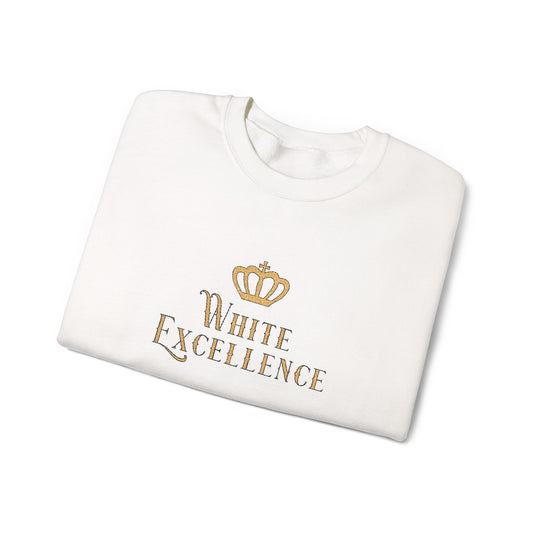 White Excellence Embroidered Crewneck