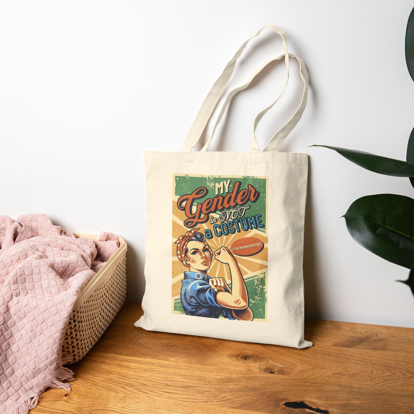 my gender is not a costume rosie cotton tote bag