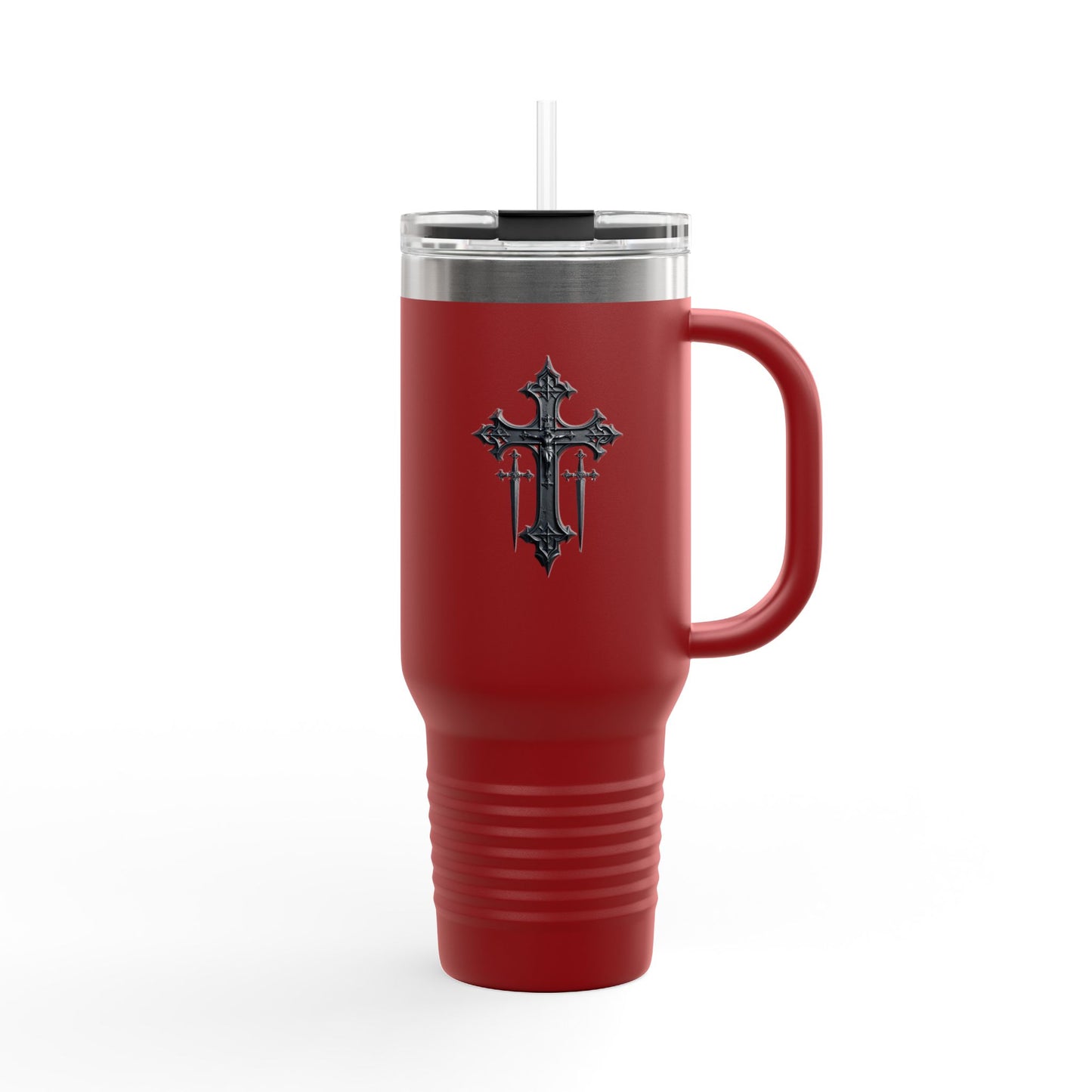 Cross and swords insulated travel mug