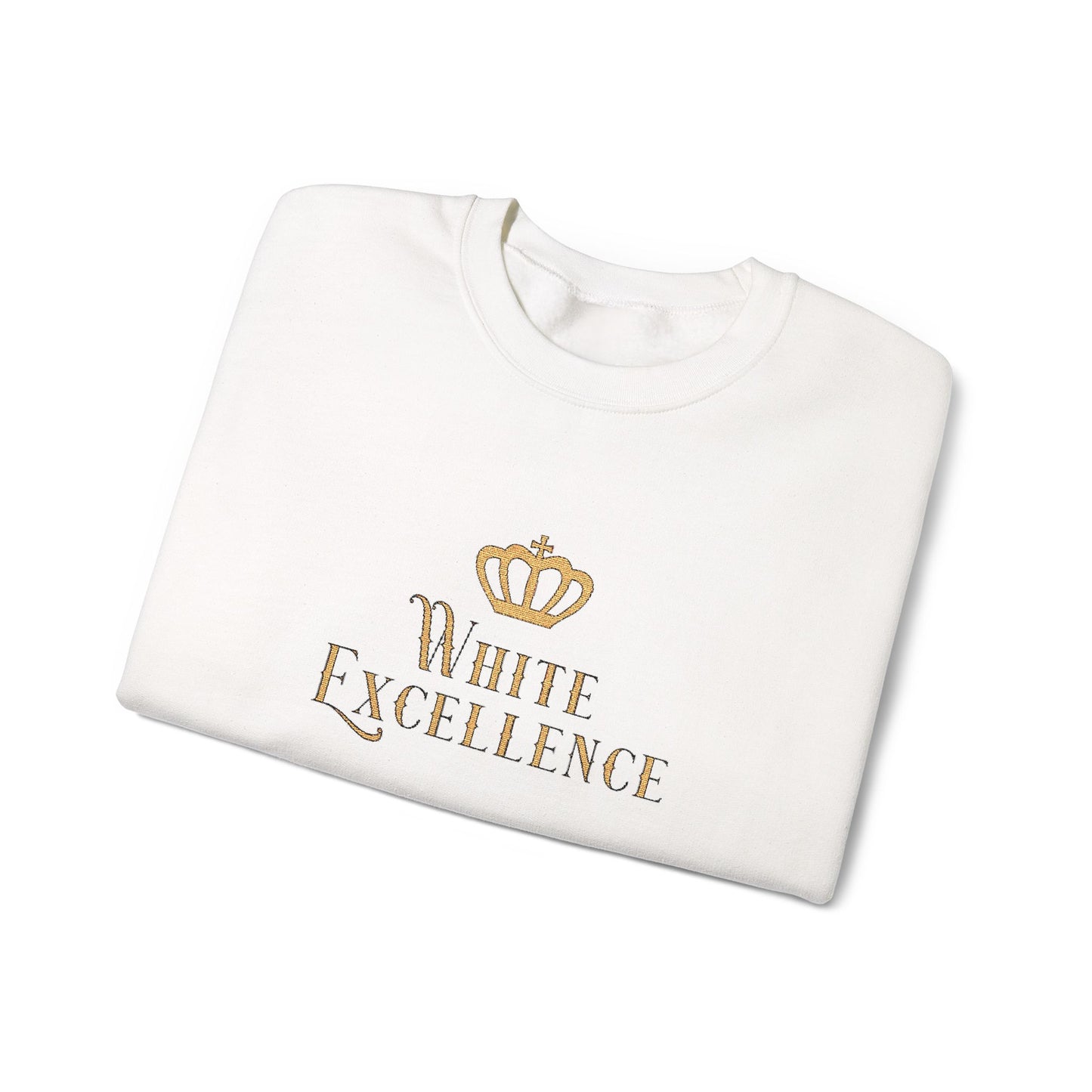 White Excellence Embroidered Crewneck