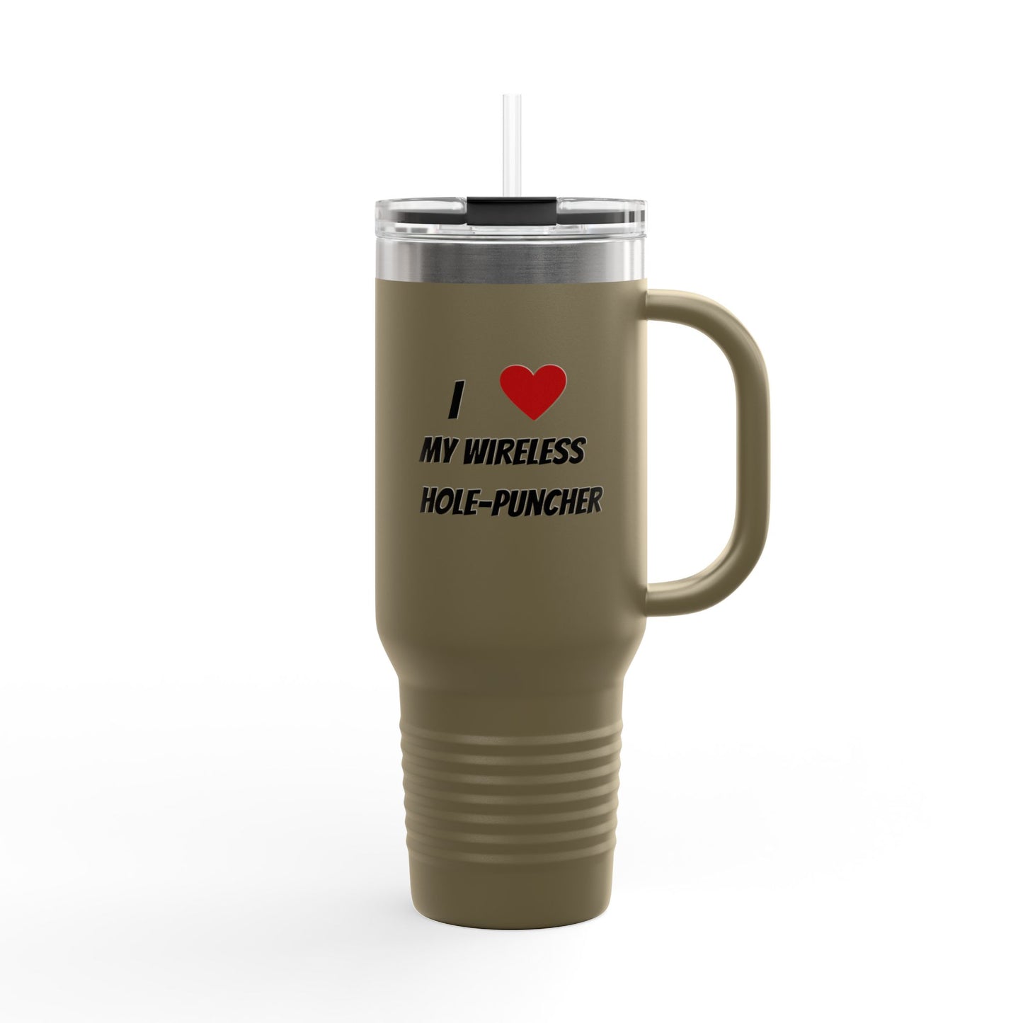 Wireless hole puncher insulated travel mug