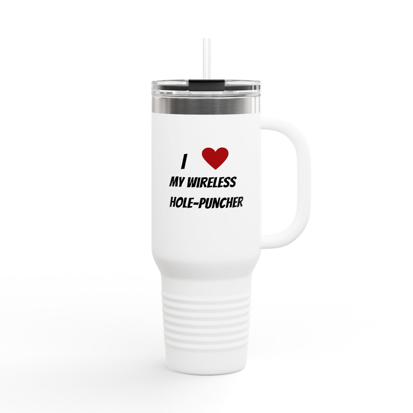 Wireless hole puncher insulated travel mug