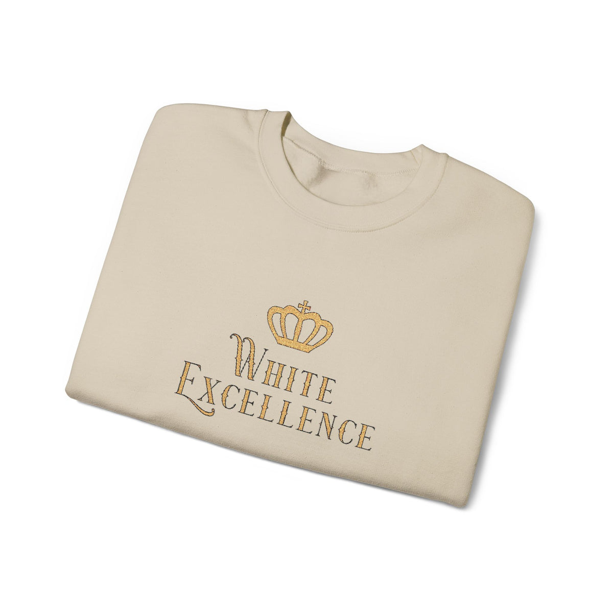 White Excellence Embroidered Crewneck